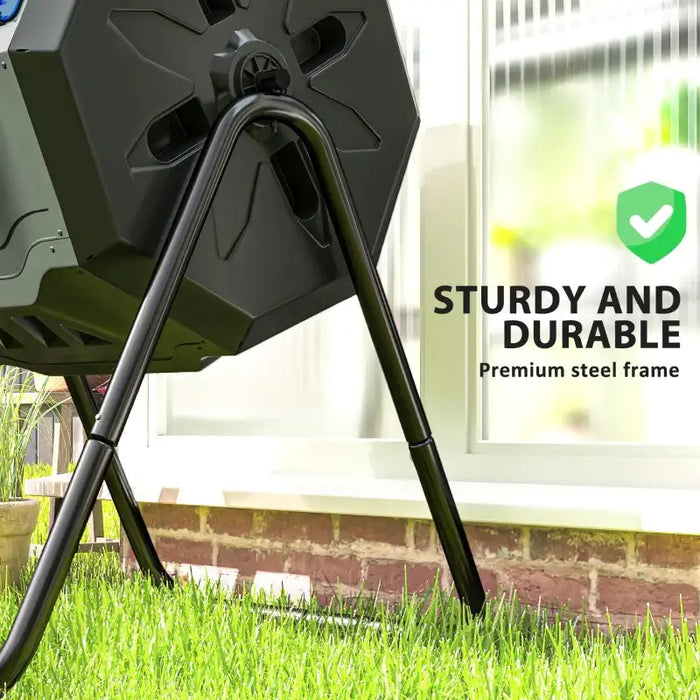 Compost Bin – Blue and Black | 160L Rotating Dual Chamber - 360° Tumbling Design OUTSUNNY - Little and Giant Explorers Outsunny