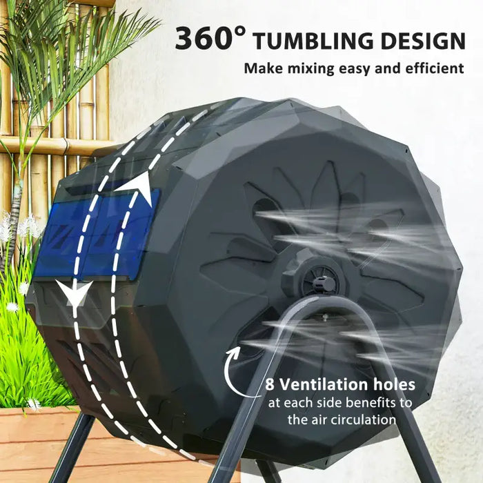 Compost Bin – Blue and Black | 160L Rotating Dual Chamber - 360° Tumbling Design OUTSUNNY - Little and Giant Explorers Outsunny