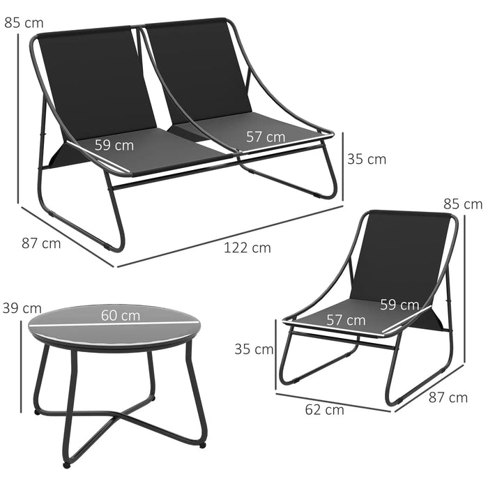 Conversation Set with Loveseat Sofa in Grey - Little and Giant Explorers Outsunny