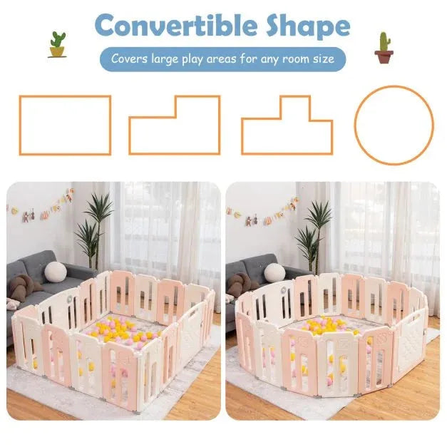 Convertible Baby Playpen with Drawing Board - Little and Giant Explorers Costway