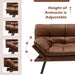 Convertible Futon Sofa Bed – Brown PU Leather | 3-in-1 Lounge, Bed and Sofa COSTWAY - Little and Giant Explorers