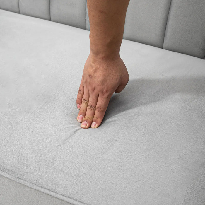 Convertible Three-Seater Sofa Bed – Light Grey Velvet | Split Back Design - Double Bed HOMCOM - Little and Giant Explorers