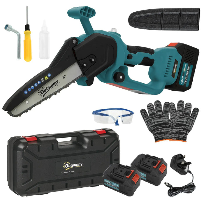 Cordless Garden Saw | 580W Brushless Motor with Twin 4Ah Batteries - Little and Giant Explorers Outsunny