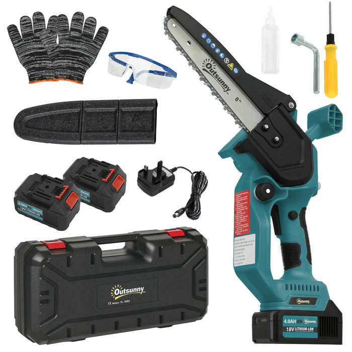 Cordless Garden Saw | 580W Brushless Motor with Twin 4Ah Batteries - Little and Giant Explorers Outsunny