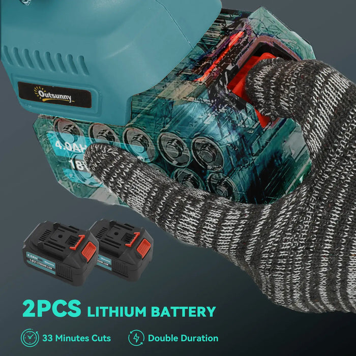 Cordless Garden Saw | 580W Brushless Motor with Twin 4Ah Batteries - Little and Giant Explorers Outsunny