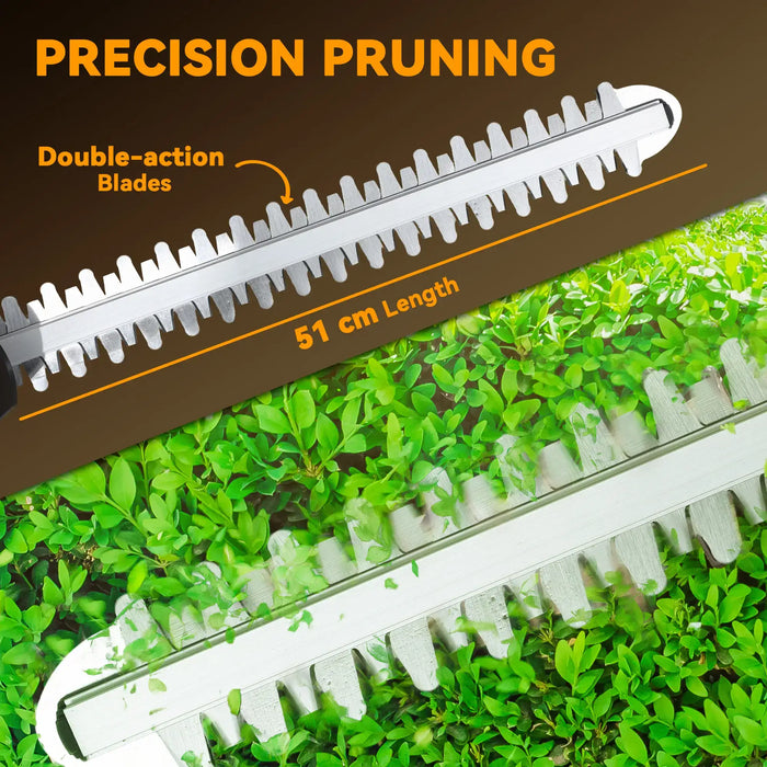 Cordless Hedge Trimmer | High Power Motor with 51cm Double-Sided Cutter - Little and Giant Explorers Outsunny