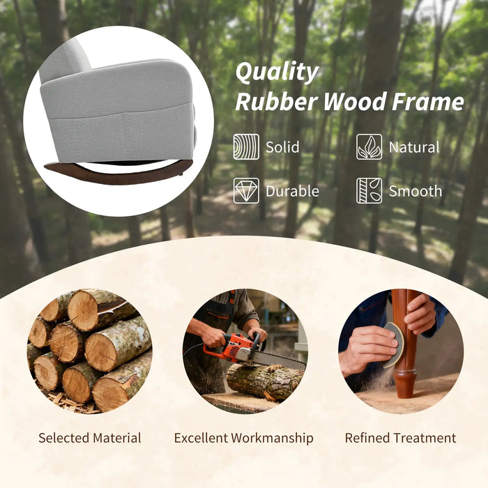 Corduroy Rocking Chair – Grey | 11° Rocking Base with Rubberwood Frame and Side Pockets HOMCOM - Little and Giant Explorers