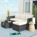 Five-Piece Rattan Garden Furniture Set with Gas Fire Pit Table and Footstool - Little and Giant Explorers Outsunny