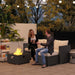 Five-Piece Rattan Garden Furniture Set with Gas Fire Pit Table and Footstool - Little and Giant Explorers Outsunny