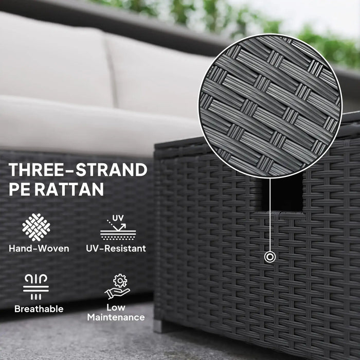 Five-Piece Rattan Garden Furniture Set with Gas Fire Pit Table and Footstool - Little and Giant Explorers Outsunny