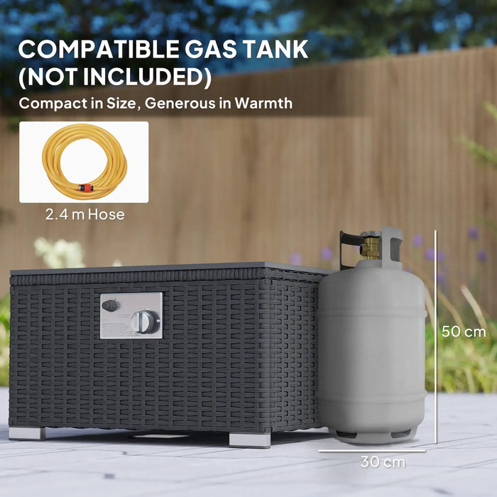 Five-Piece Rattan Garden Furniture Set with Gas Fire Pit Table and Footstool - Little and Giant Explorers Outsunny