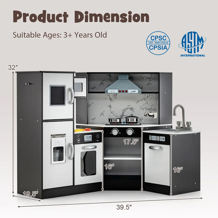 Corner Kids Kitchen Playset – Coffee | Lights, Sounds and Water Circulation Sink COSTWAY - Little and Giant Explorers Costway