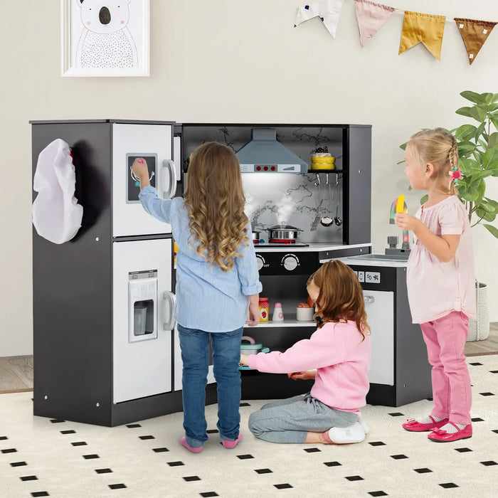 Corner Kids Kitchen Playset – Coffee | Lights, Sounds and Water Circulation Sink COSTWAY - Little and Giant Explorers Costway