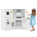 Corner Kids Kitchen Playset – White | Lights, Sounds and Water Circulation Sink COSTWAY - Little and Giant Explorers Costway