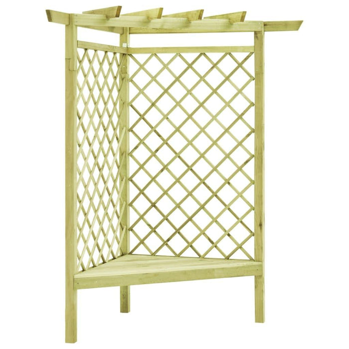 Corner Pergola with Seat in Impregnated Pinewood (130 x 130 x 197cm) - Little and Giant Explorers vidaXL