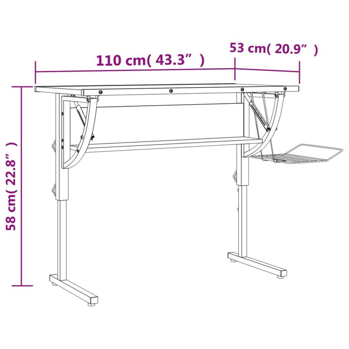 Craft Desk in Sonoma Oak and Grey - Little and Giant Explorers vidaXL