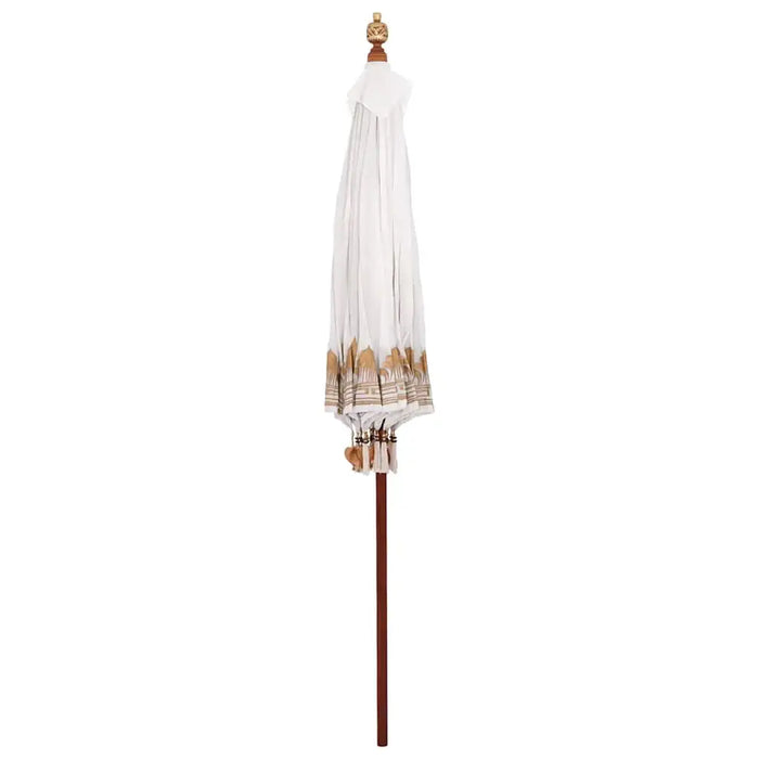 Cream Balinese Patio Umbrella | Cotton Canopy with Wooden Pole - 220cm Round VIDAXL - Little and Giant Explorers vidaXL