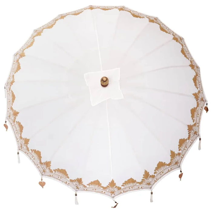 Cream Balinese Patio Umbrella | Cotton Canopy with Wooden Pole - 220cm Round VIDAXL - Little and Giant Explorers vidaXL