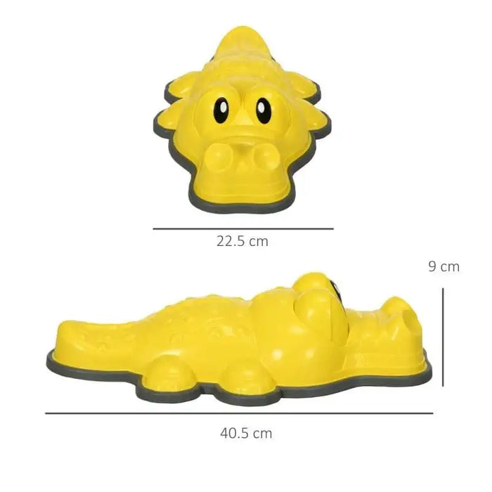 Yellow crocodile-shaped balance stepping stone for kids, 40.5 cm long, anti-slip design