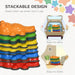 Stacked colorful crocodile balance stepping stones set for kids with storage and travel options shown.