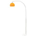 Floor lamp with a yellow shade on a white background