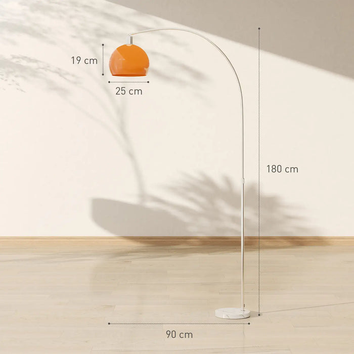 Floor lamp with dimensions indicated on a neutral background