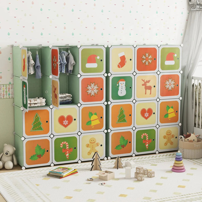 Customisable Kids Cube Storage Organiser in Green - Little and Giant Explorers Costway