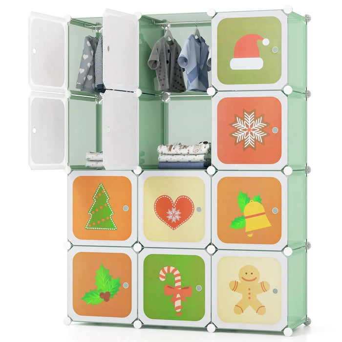 Customisable Kids Cube Storage Organiser in Green - Little and Giant Explorers Costway