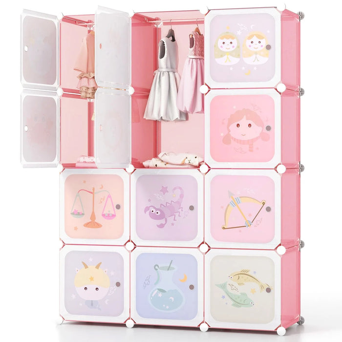 Customisable Kids Cube Storage Organiser in Pink - Little and Giant Explorers Costway