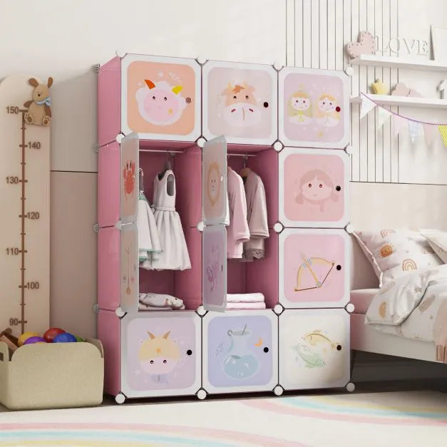 Customisable Kids Cube Storage Organiser in Pink - Little and Giant Explorers Costway