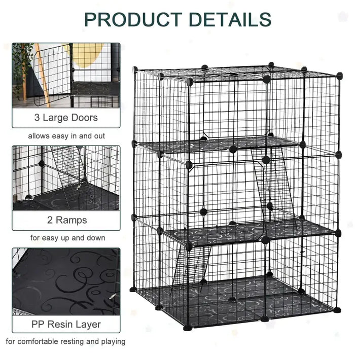 Customisable Small Animal Cage | Modular Habitat - Rabbits, Guinea Pigs and Chinchillas PAWHUT - Little and Giant Explorers PawHut