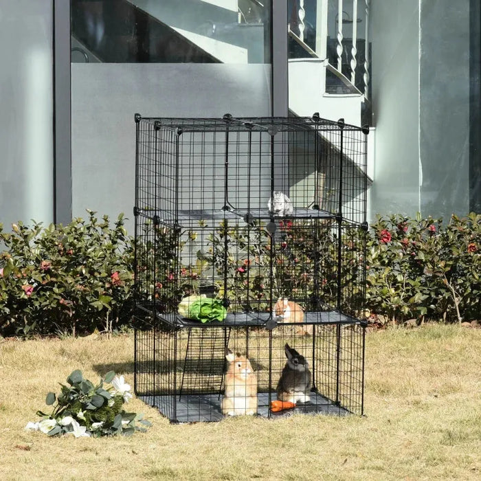 Customisable Small Animal Cage | Modular Habitat - Rabbits, Guinea Pigs and Chinchillas PAWHUT - Little and Giant Explorers PawHut