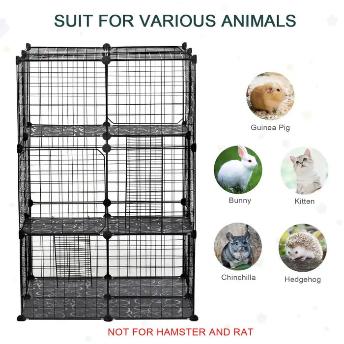Customisable Small Animal Cage | Modular Habitat - Rabbits, Guinea Pigs and Chinchillas PAWHUT - Little and Giant Explorers PawHut
