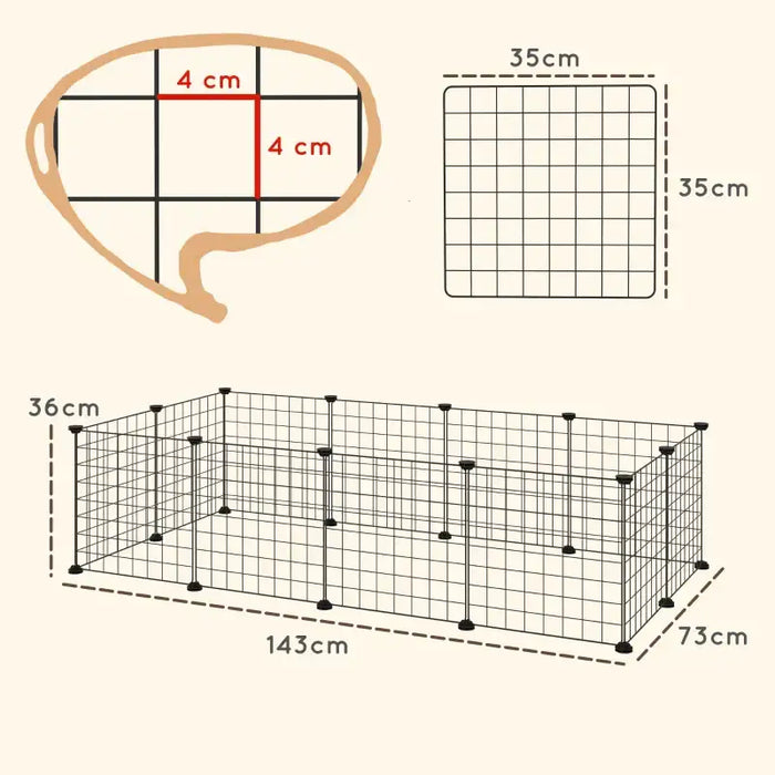 Customisable Small Animal Playpen | Modular Metal Cage for Rabbits, Hedgehogs and More PAWHUT - Little and Giant Explorers PawHut