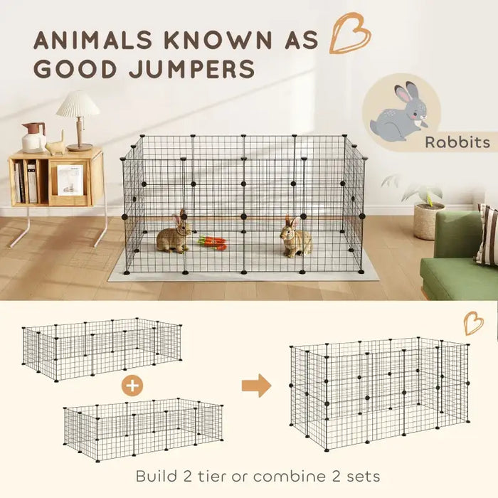 Customisable Small Animal Playpen | Modular Metal Cage for Rabbits, Hedgehogs and More PAWHUT - Little and Giant Explorers PawHut