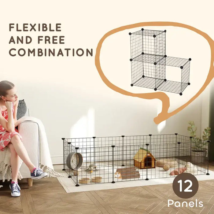 Customisable Small Animal Playpen | Modular Metal Cage for Rabbits, Hedgehogs and More PAWHUT - Little and Giant Explorers PawHut