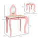 Cute Animal Design Kids Dressing Table with Mirror, Stool and Drawer - Little and Giant Explorers ZONEKIZ