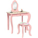 Cute Animal Design Kids Dressing Table with Mirror, Stool and Drawer - Little and Giant Explorers ZONEKIZ