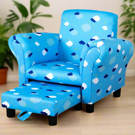 Cute Cloud Children's Armchair with Footrest - Little and Giant Explorers HOMCOM