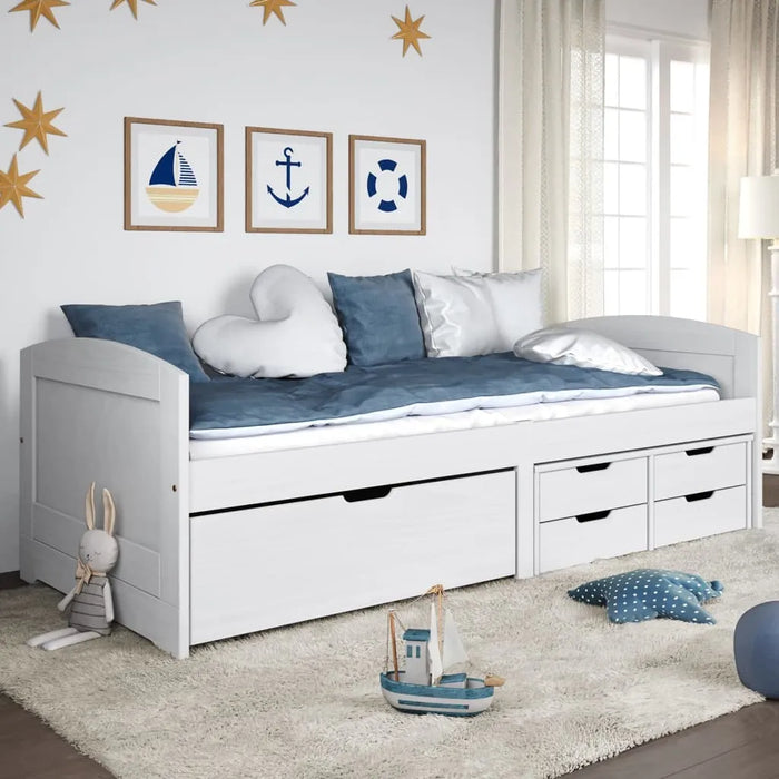 Day Bed with 5 Drawers "IRUN" in White 90 x 200cm - Little and Giant Explorers vidaXL