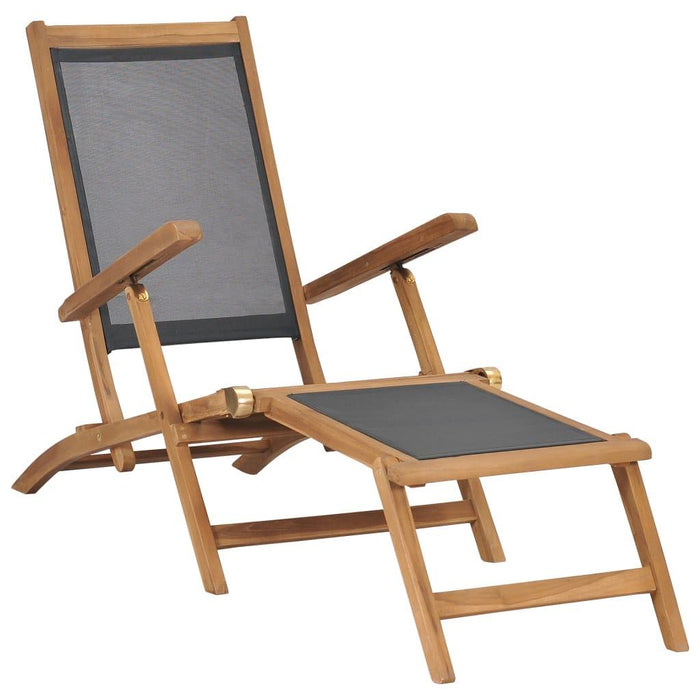 Deck Chair with Footrest in Solid Teak Wood - Little and Giant Explorers vidaXL