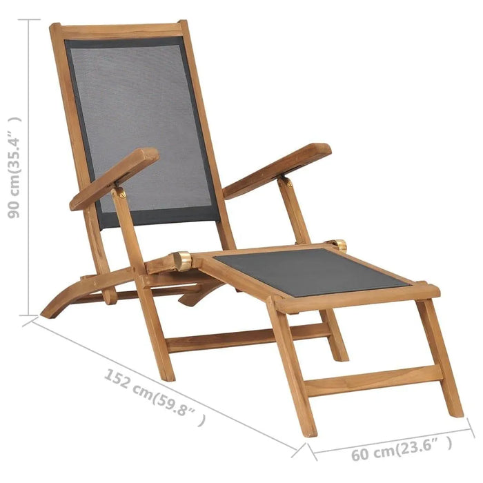 Deck Chair with Footrest in Solid Teak Wood - Little and Giant Explorers vidaXL