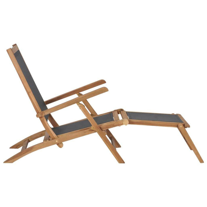 Deck Chair with Footrest in Solid Teak Wood - Little and Giant Explorers vidaXL