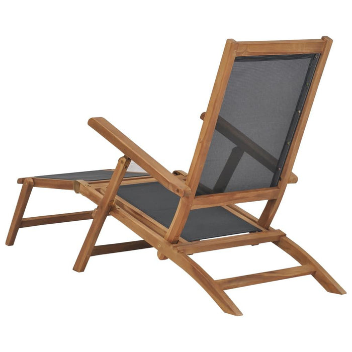 Deck Chair with Footrest in Solid Teak Wood - Little and Giant Explorers vidaXL