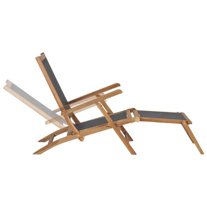 Deck Chair with Footrest in Solid Teak Wood - Little and Giant Explorers vidaXL