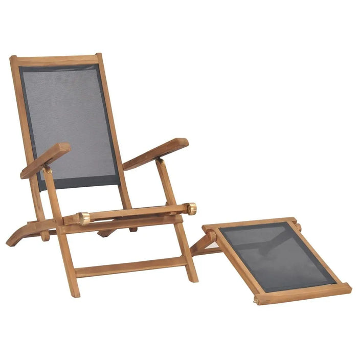 Deck Chair with Footrest in Solid Teak Wood - Little and Giant Explorers vidaXL