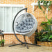 Hanging Egg Chair with Folding Basket in Grey - Little and Giant Explorers Outsunny