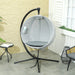 Hanging Egg Chair with Folding Basket in Grey - Little and Giant Explorers Outsunny