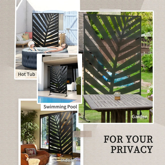 Decorative Privacy Freestanding Metal Screen with Stand 6.5FT - Little and Giant Explorers Outsunny