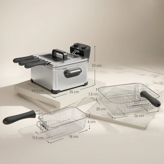 Fryer with two baskets on a light background